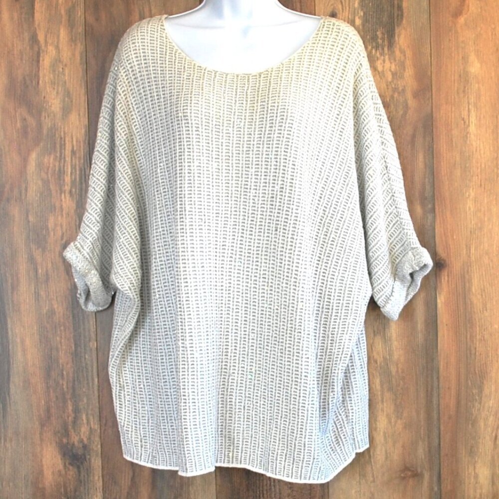 Nic+Zoe Women's Plus Size Sparkle Oversized Knit Sweater Blouse 1X